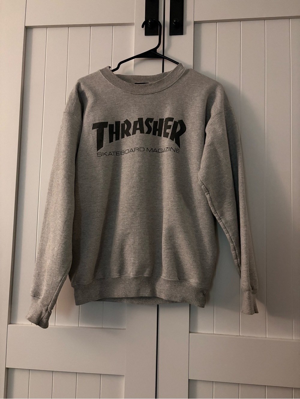Thrasher Gray Crewneck Sweatshirt with Black Logo - Men
